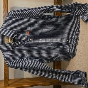 Hollister Men's Medium Navy and White Plaid Button down Shirt